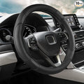 ANMOSVO Steering Wheel Cover for Honda Civic Accord CRV HR-V Pilot Passport Odyssey - Microfiber Leather & Anti-Slip Safety Design 14.5-15 Inch Custom Fit (Black-Standard Size)