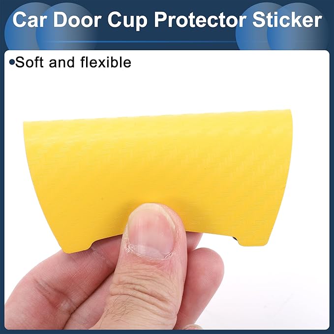 3D Car Door Handle Scratch Protector, 84x94mm Removable Magnetic Car Door Handle Protective Film Yellow, 4 Pcs