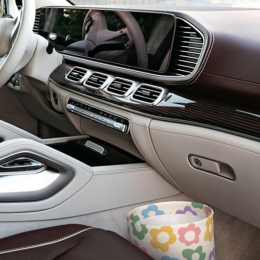 YANGDADA Vintage Groovy Flowers Car Trash Can Small Portable Car Garbage Bag for Back Front Seat RV's Camping Accessories