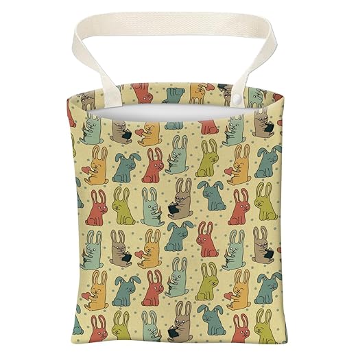 Car Trash Can, Cute Car Trash Bag, Hanging Car Organizer and Storage Bag, Trash Bin for Car Accessories, Vehicle, Travelling, Camping Cute Colorful Rabbit