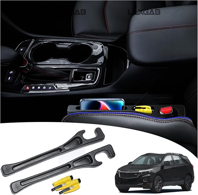 LLXGAB 【Compatible with Chevy Equinox】 Seat Gap Filler,No Drop Seat Guard Compatible with Chevy Equinox,Drop Seat Guards for Cars(2Pcs),Emergency Keychain Car Escape Tool(2Pcs)