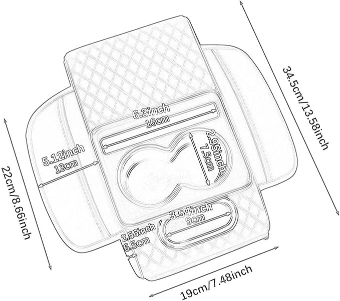 Car Center Console Pad Armrest Cushion Pad Anti Slip Car Decoration with Cup Holder Tissue Box Slot for Car SUV, Style B