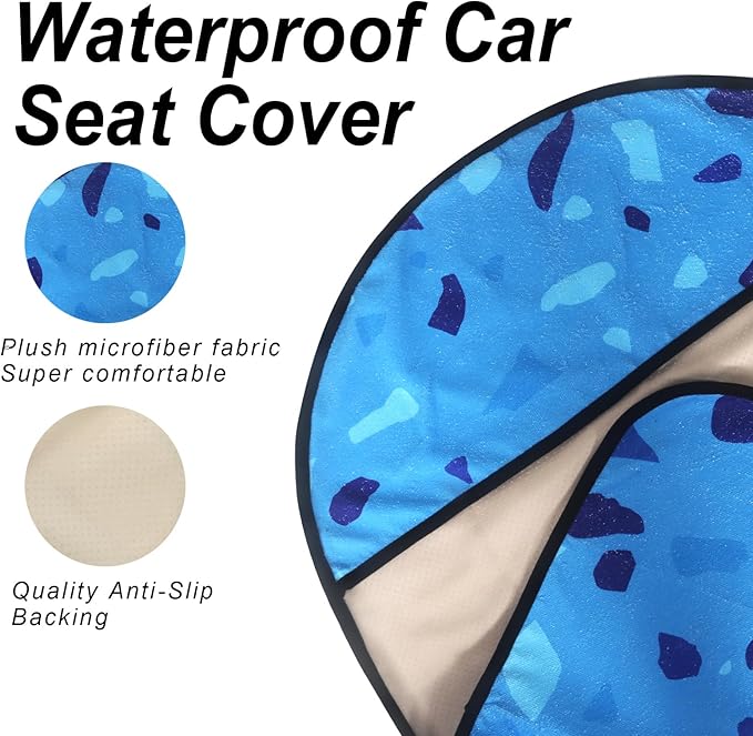 Sweat Towel Car Seat Cover Protector Front Seats for Gym Workout,Running,Swimming,Beach and Hiking,Waterproof Universal Seat Cover for Car,Trucks,Van&SUV(Blue Geometric Flake,1pcs Front Seat)