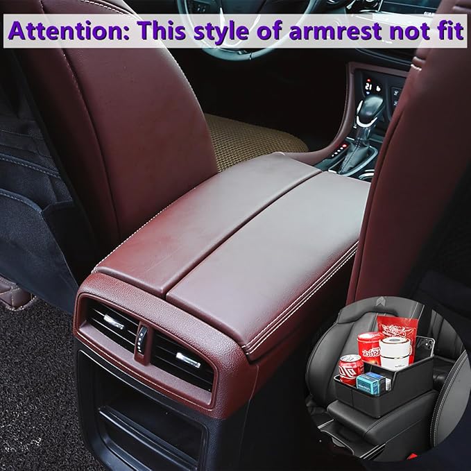 keketuohai Car Storage Organizer Between Seats,Center Console Armrest Storage Box Back Seat Organizer with Small Compartment Car Interior Storage Box,Cup Holder Tray with Non-slip Mat(Black)