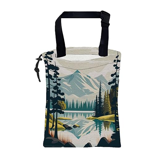 KXWQTRDD Car Garbage Bag Mountain and River Forest Hanging Canvas Car Trash Bag Waterproof Drawstring Car Back Seat Organizer for Car Back Front Seat Console with Adjustable Buckle