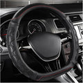 Car Steering Wheel Cover, 15 Inches 3D Honeycomb Design Car Steering Wheel Protector with Comfy Grip, Breathable Anti-Slip D-Shaped Steering Wheel Sleeve for Most Vehicles (Black)