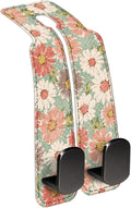 AXBSAKDI Car Seat Back Storage Headrest Hook, Premium Leather Double Metal Hook, Hanger Storage Organizer for Purse Cloth Bag, Car Interior Accessories Cute Retro Flowers
