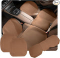 ontto 3 PCS Car Seat Bottom Cushions Front and Rear Seat Pads Universal Auto Seat Pads with Buckle Fixing,Breathable Seat Cushion Protector Fit Four Seasons,Light Brown