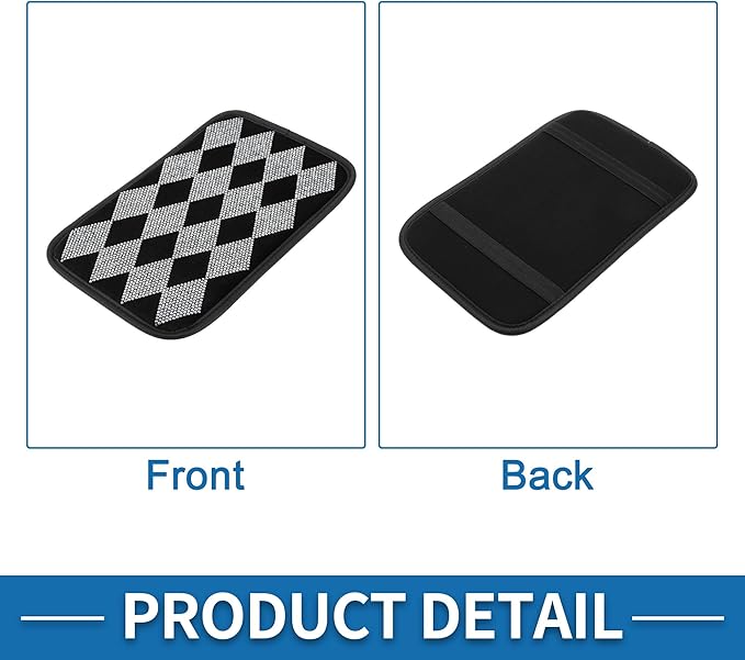 Car Armrest Cushion Pad Non-slip 11.42"x7.68" Rhinestone,Flannel White,Black Center Console Lid