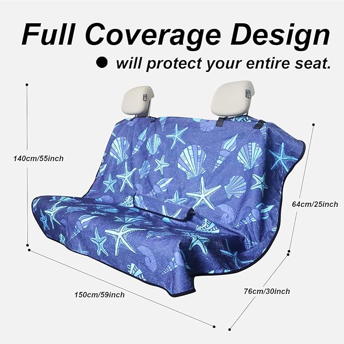 Sweat Towel Car Seat Cover Protector Rear Seats for Gym Workout,Running,Swimming,Beach and Hiking,Waterproof Universal Seat Cover for Car,Trucks,Van & SUV(Starfish Shell Conch,1pcs Rear Seat)
