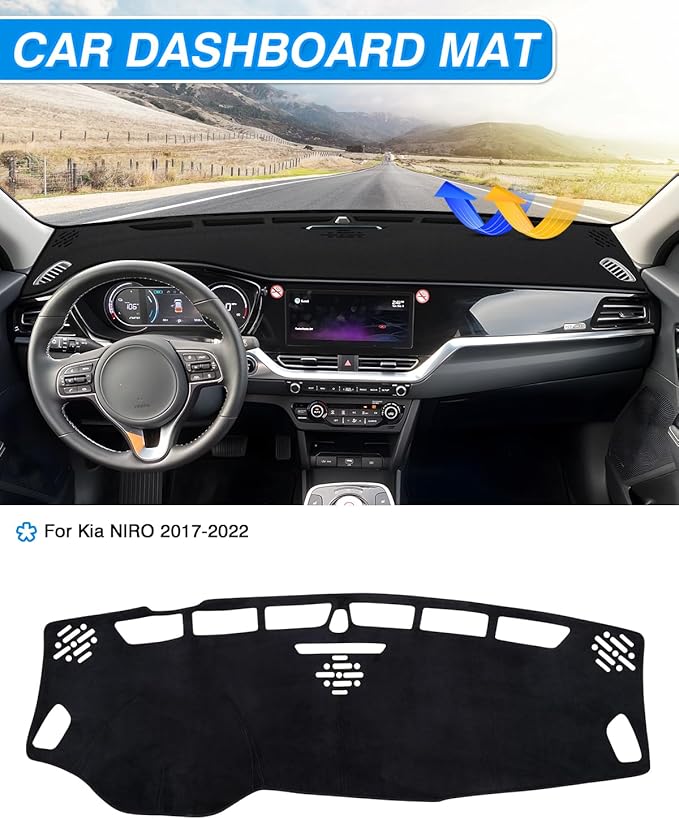 CARTIST Dash Cover Compatible with Kia NIRO 2017 2018 2019 2020 2021 2022 Dashboard Cover Mat Non-Slip Carpet Sunshield Glare UV Rays Protector