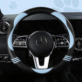 Car Steering Wheel Covers for Women Padded Carbon Fiber PU Leather Cute Auto Interior Accessories for Vehicle, Sedan, Universal, Anti Slip, Blue, Standard Size, 14.75-15.15in