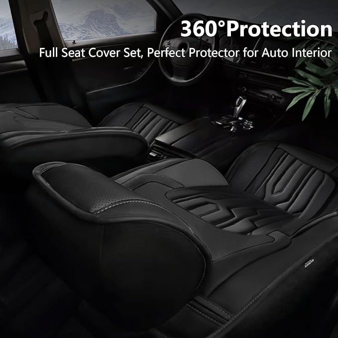 YORKENIC Fit for kia Forte Seat Covers Front Set 2010-2023 2024: Breathable Leather Car Seat Covers Compatible Airbag (2 Front Set, Black)