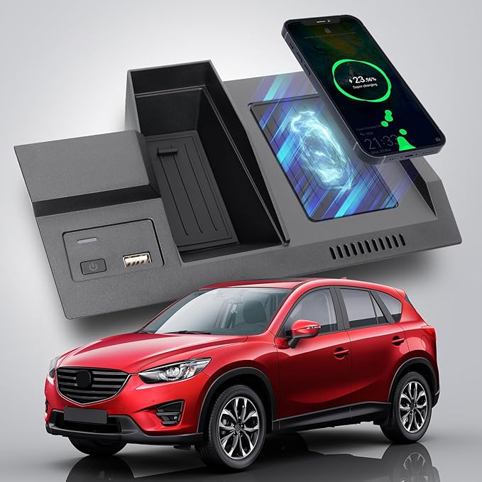 CreekT Wireless Car Charger for Mazda CX5 CX-5 2017-2025 Center Console Accessories, Wireless Phone Charging Pad for Mazda CX5 2017 2018 2019 2020 2021 2022 2023 2024 2025