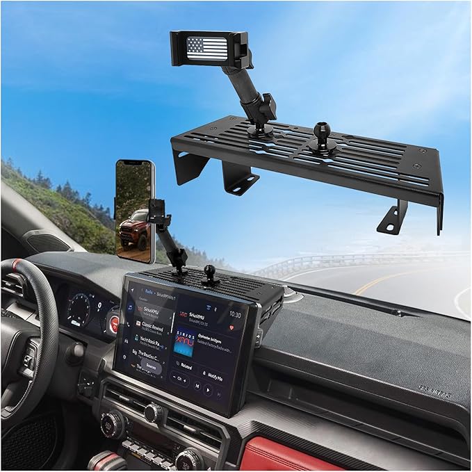 WXRYLYN 2026 2025 Tacoma Phone Mount for 2024 2025 2026 Toyota Tacoma Metal Platform Phone Mount 2024 Tacoma Dash Cell Phone Holder (Only for 14Inch Screen/No Drill Installation)