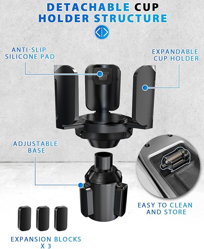 IPOW 2Pack Car Cup Holder Expander with Adjustable Holder & Base, Compatible with Yeti Ramblers, Hydro Flasks Most Coffee Mugs Bottles & Cups