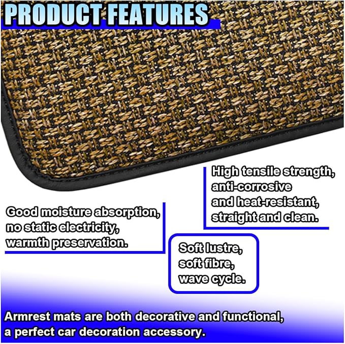 Car Center Console Armrest Pad, Linen Fabric Auto Armrest Box Protector Cover, 11.6 × 7.7 Inch Vehicle Middle Console Mat, Universal Interior Decoration Accessory for Car, SUV, Truck (Beige)