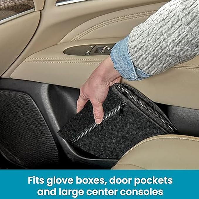 Glove Box Compartment Organizer, 600D Oxford Cloth Car Document Holder, Zipped Design Owner Manual Case Pouch, Vehicle Storage Wallet for Registration, Insurance Card