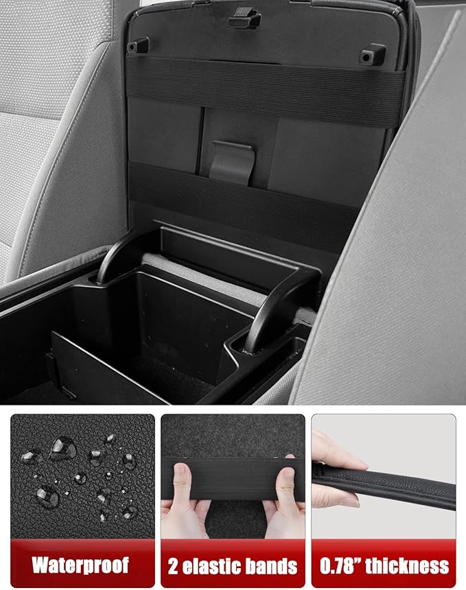 KBH Center Console Armrest Cover for 2014-2018 Chevy Silverado & GMC Sierra, 40/20/40 Jump Seat, Middle Console Lid Protector with Middle Cut, Anti-Scratch, Black