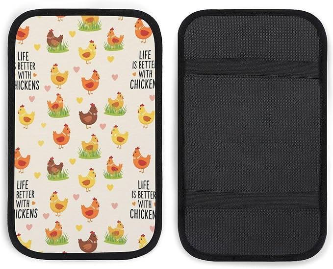 PPIKTC Anti-Scratch Waterproof Car Armrest Seat Pad Life is Better with Chicken Rooster, Protector for Car, SUVs, Trucks, Universal Fit