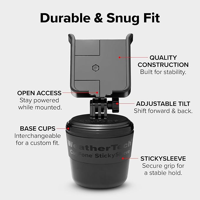 WeatherTech CupFone with Solid Billet Aluminum Knobs - Forest Green, Adjustable Phone Holder for Smartphones, 360 Rotatable Base, Easy Access Charging