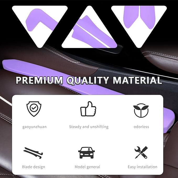 Junecarp Car Seat Gap Filler 2 Pack,Car Gap Filler Organizer to Impede Items from Dropping,Essential Interior Car Accessories Seat Gap Plug (Purple)