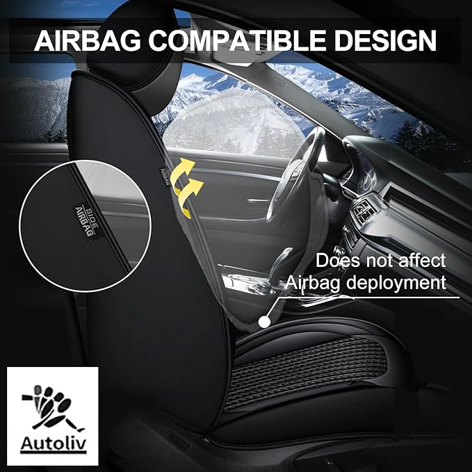 TTX LIGHTING Car Seat Covers fit for Cadillac STS 2013-2018 - Waterproof Leather & Breathable Ice Silk Automotive Seat Protectors (2 Front Seats, Black)