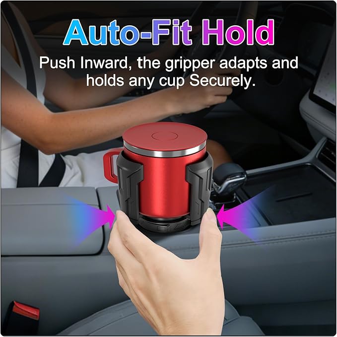 Cup Holder Expander, Cup Holder Expander for Car, Adjustable Cupholder for 2.6"- 4.8" Yeti, Hydro Flask, Nalgene, Takeya, Camelbak, Ramblers, Owala, Tumblers, Mugs, Bottles, with Car Seat Hook
