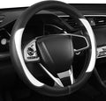Car Steering Wheel Cover,Microfiber Leather Steering Wheel Cover Universal 15.5-16 inch, Anti-Slip Breathable Auto Wheel Cover Protector for Men Women (Black&White)