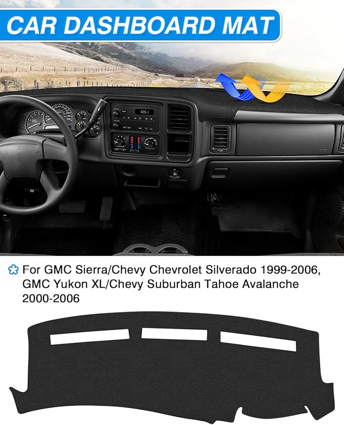 Cartist Dash Cover Compatible with GMC Sierra/Chevy Chevrolet Silverado 1999-2006, GMC Yukon XL/Chevy Suburban Tahoe Avalanche 2000-2006 Dashboard Cover Mat Non-Slip Pad Carpet Sunshield Protector