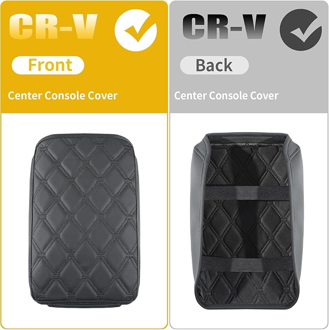 GIANT PANDA Custom Center Console Cover Fit for Honda CRV 2017 2018 2019 2020 2021 2022,Waterproof Faux Leather Middle Console Cover Arm Rest Lid Cover Protector - Full Protection - Black