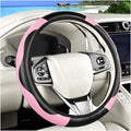 Carbon Fiber Car Steering Wheel Cover, 14.5-15 Inch Elastic Stretch Steering Wheel Guard, Sports Style Non-Slip Automotive Interior Accessories, Universal for Vehicles (Black/Pink)