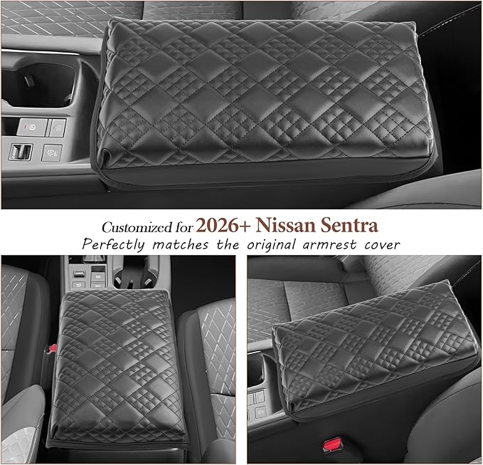 SKTU for 2026 Nissan Sentra Armrest Cover for 2026+ Nissan Sentra (S/SV/SR/SL) Center Console Cover Nissan Sentra 2026 Accessories Center Console Cushion Pad 2026 Sentra Soft Seat Box Pad-Thickened