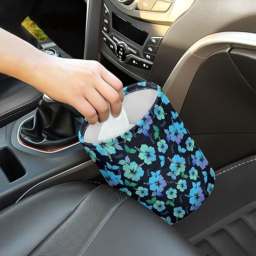 Brosoneto Tropical Hibiscus Flower Cute Car Trash Can for Front Seat, Back Seat, Floor, Headrest, Rubbish Bin Car Accessories Interior Universal Collapsible Garbage Bin
