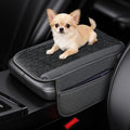 Cxtiy Universal Car Center Console Cover - Plush Leather Dog Scratch Proof Armrest Pad with 2 Side Storage Pockets, Soft Cushion for Car Interior Accessories (Black)