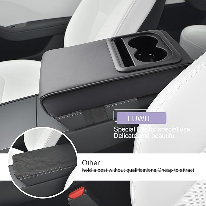 LUWU Car Center Console Cover Auto Armrest Cushion Arm Rest Cover Booster Pad Middle Console Covers Car Armrest Cover Center Console Cushion Leather Memory Foam for Most Vehicles, SUVs, Trucks, Cars