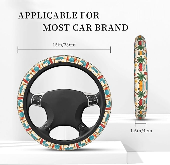 Hawaiian Decorations Universal Fit Steering Wheel Cover for Car, Truck, and SUV, Durable Steering Wheel Protection