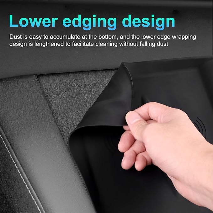 for 2024 Tesla Model 3 2025 Model Y Wireless Charging Anti-Slip Mat Silicone Protective Pad for Tesla Accessories (Black)