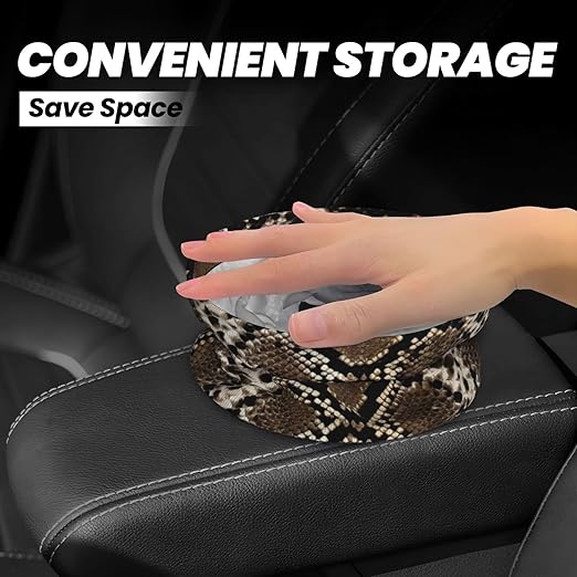 Aueimtia Python Pattern Car Trash Can – Collapsible & Waterproof Hanging Trash Bag, Pop-Up Garbage Bin for Cars, Trucks, Minivans, and Camping – Easy to Install & Clean