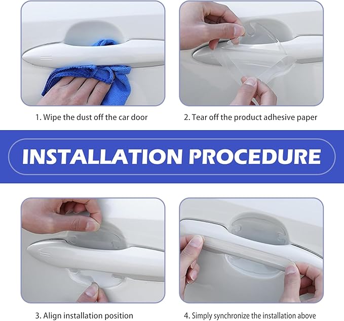 8PCS Car Door Handle Protector, Transparent Bumper Trim Guard Sticker, Waterproof Anti-Scratch Door Handle and Rear View Mirror Protection Film, Universal for Most Car