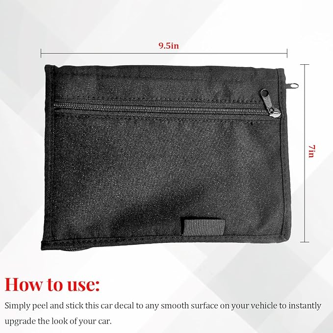 Car Glove Box Compartment Organizer, Zippered Multi-Pocket Vehicle Registration Insurance Document Holder, Automotive License Cards Glove Bag Pouch Accessories, Universal Fit