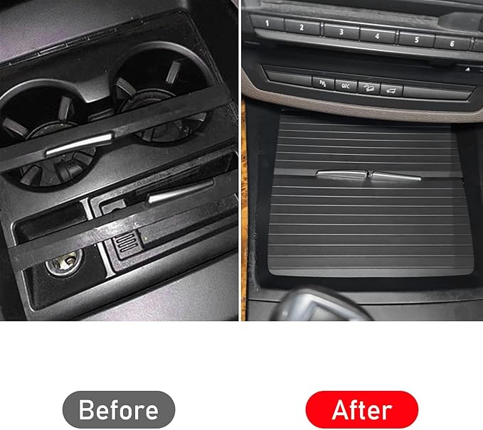 Jaronx Compatible with BMW Cup Holder Sliding Cover, X5/ X6 Console Roller Blind Cover, Center Console Sliding Shutters Compatible with BMW X5 E70 (2006-2013) / X6 E71 E72 (2007-2014)