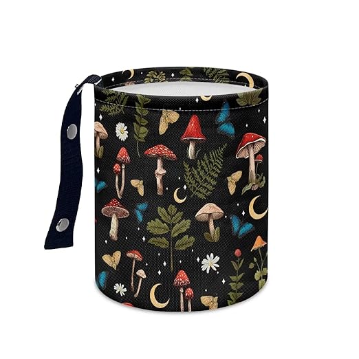Brosoneto Mushroom Butterfly Car Trash Can Car Accessories Interior Garbage Bin Hanging Portable Dustbin Bin Waste Basket Collapsible
