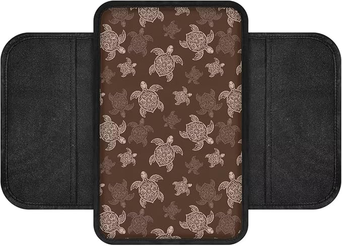 Dreaweet Car Center Console Cover Brown Sea Turtle Car Accessories Arm Rest Cover Pad for SUV Truck Van,Soft Car Armrest Cover Protector Universal Console Covers Cushion Pad