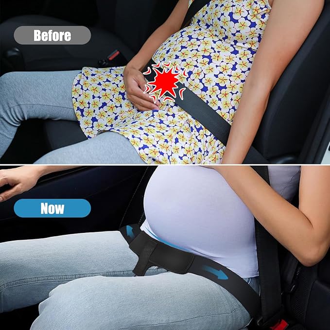 Pregnancy Car Seat Cushion for Pregnant Drivers and Passengers - Patent Pending - NHTSA Recommended - Prevent Compression of Belly - Easy to Set Up - Memory Foam for Sciatica, Hip, Coccyx Pain Relief