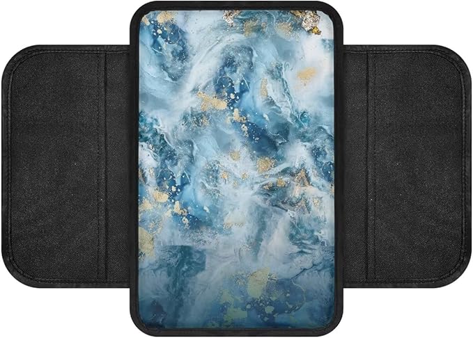 Dreaweet Blue Marble Print Center Console Armrest Cover with Side Pockets Universal Armrest Cover for Car Truck SUV Van,Soft Non-Slip Car Arm Rest Cover Pad