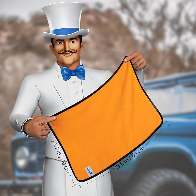 MR.SIGA Professional Premium Microfiber Towels for Cars, Dual-Sided Car Washing and Detailing Towels, Gold, 15.7 x 23.6 inch, 6 Pack