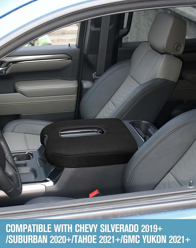 JeCar Armrest Cover Neoprene Center Console Cushion Pad Compatible with Chevy Silverado 2019+/Suburban 2020+/Tahoe 2021+/GMC YUKON 2021+