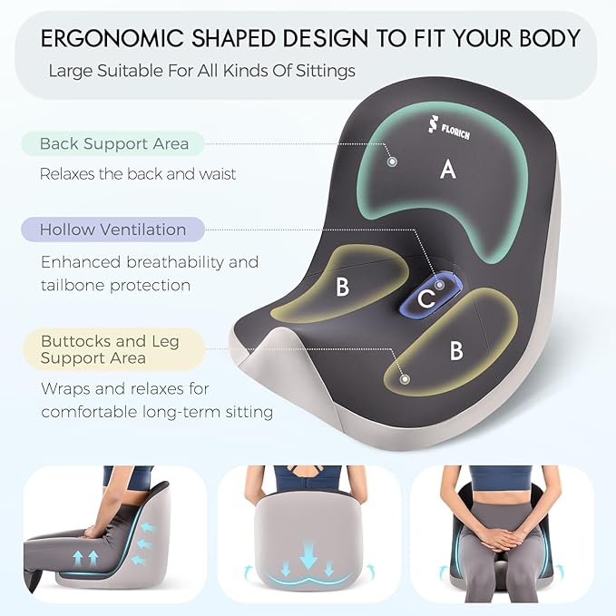 Car Seat Cushion and Lumbar Support Pillow, Larger Memory Foam Seat Cushion, Ergonomic L-Shaped Design Cushion for Back Pain Relief, Non-Slip Driving Cushion for Car, Office, Truck, Wheelchair-Black