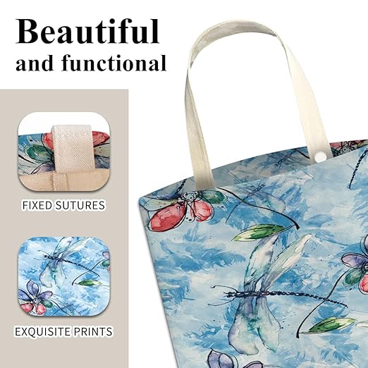 Car Trash Can, Cute Car Trash Bag, Hanging Car Organizer and Storage Bag, Trash Bin for Car Accessories, Vehicle, Travelling, Camping Watercolor Blue Dragonfly